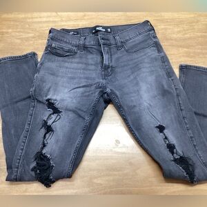 Hollister skinny jeans distressed denim black gray 30x32